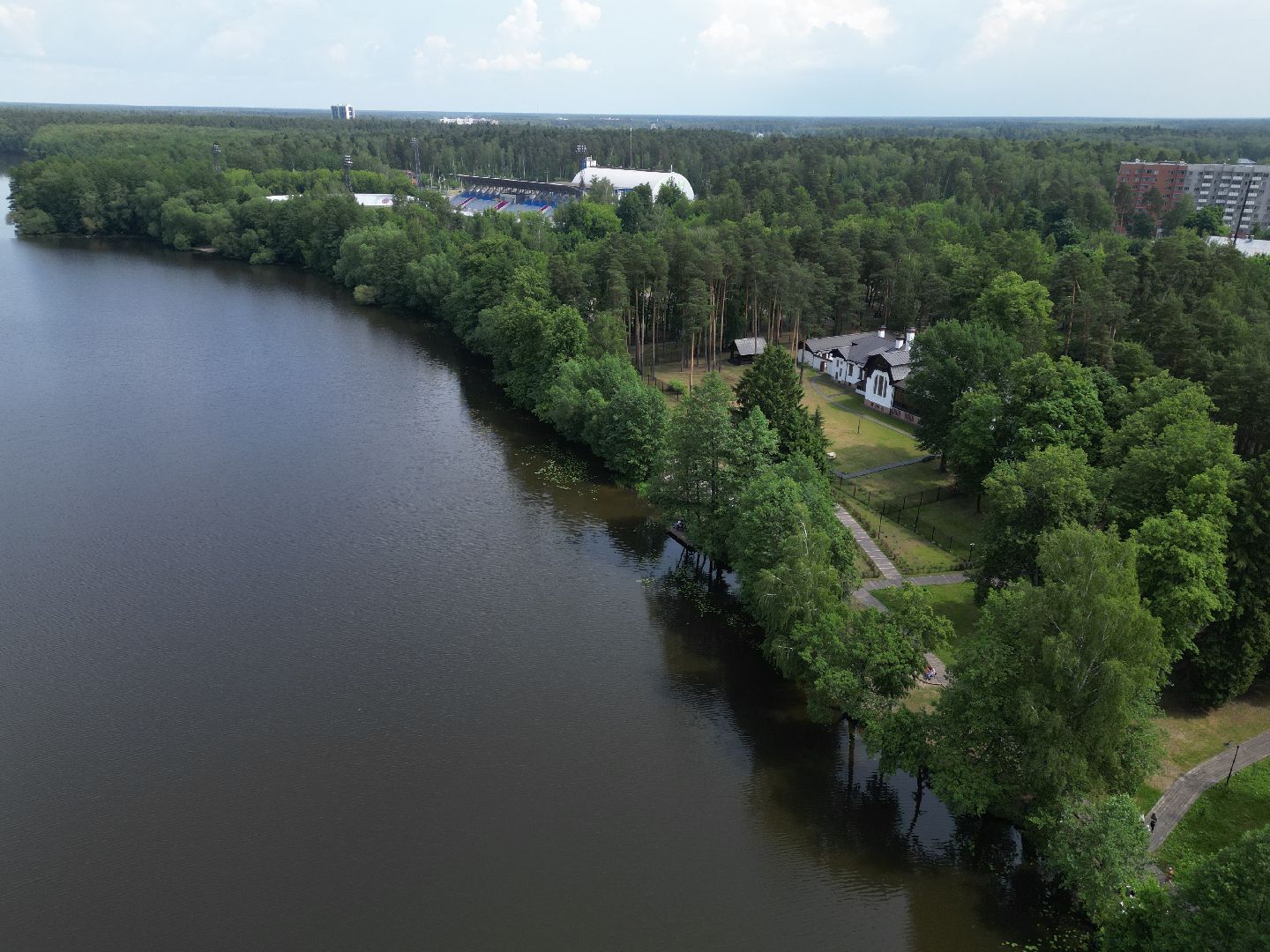 видео с коптера, парк,