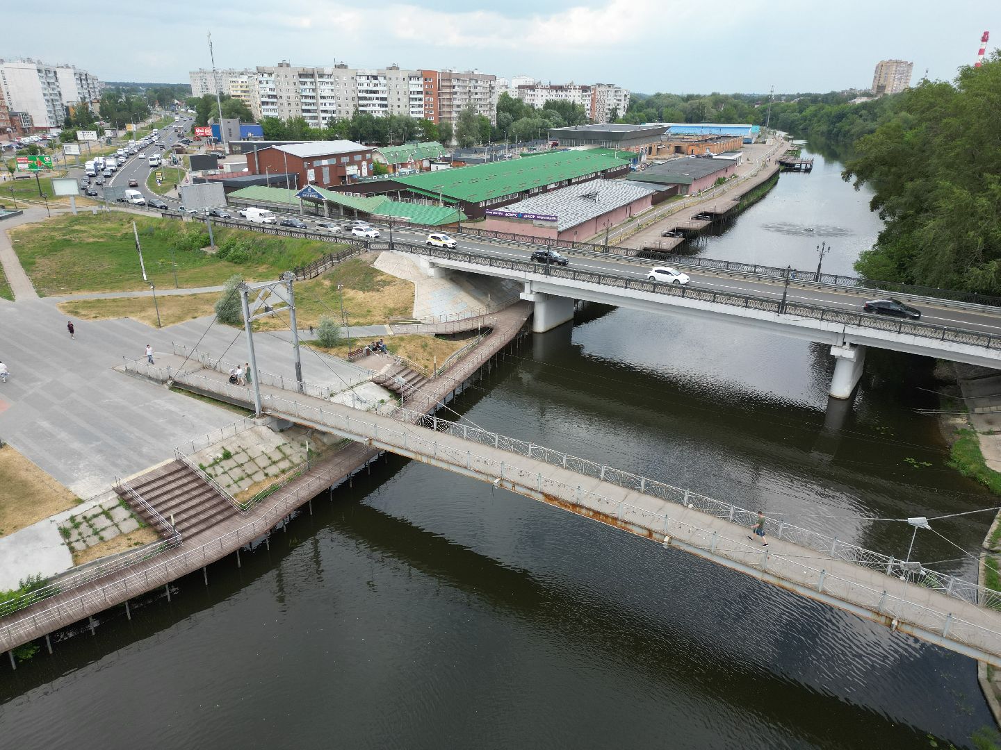 видео с коптера, ногинск, мост,