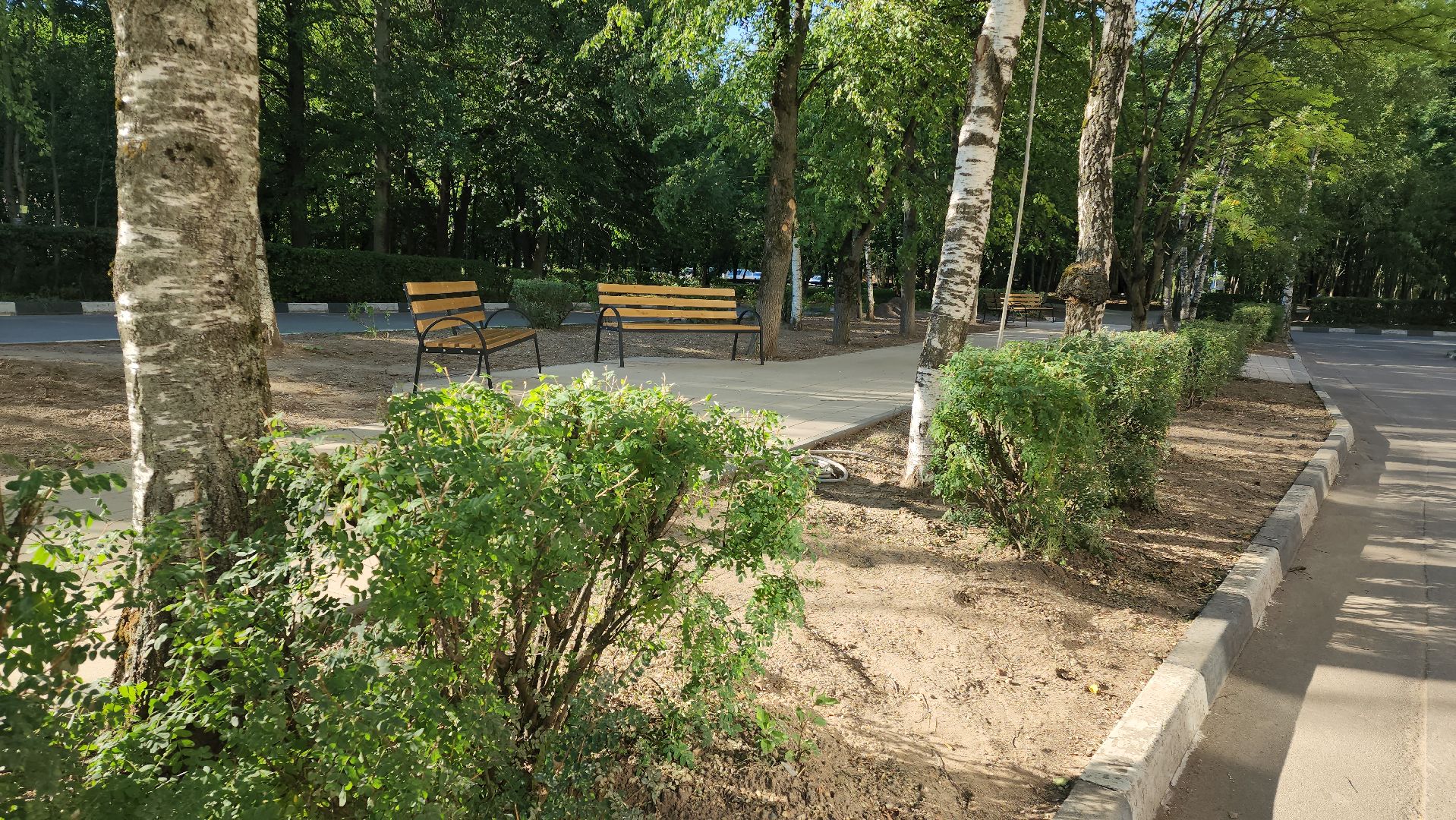 лавочки, больница, Новый сквер, Лобня,