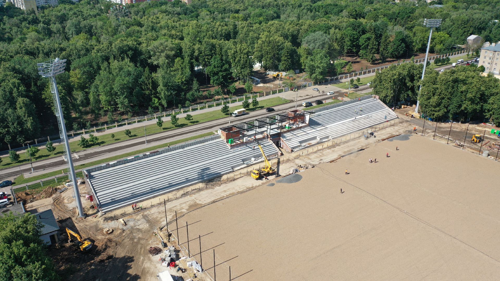 видео с коптера, реконструкция, стадион, коломна,