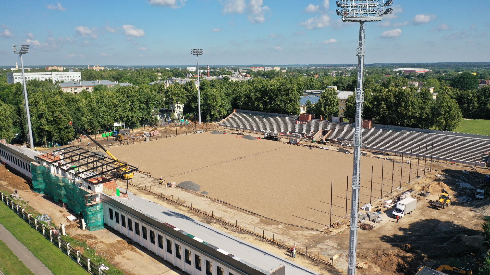 видео с коптера, реконструкция, стадион, коломна,