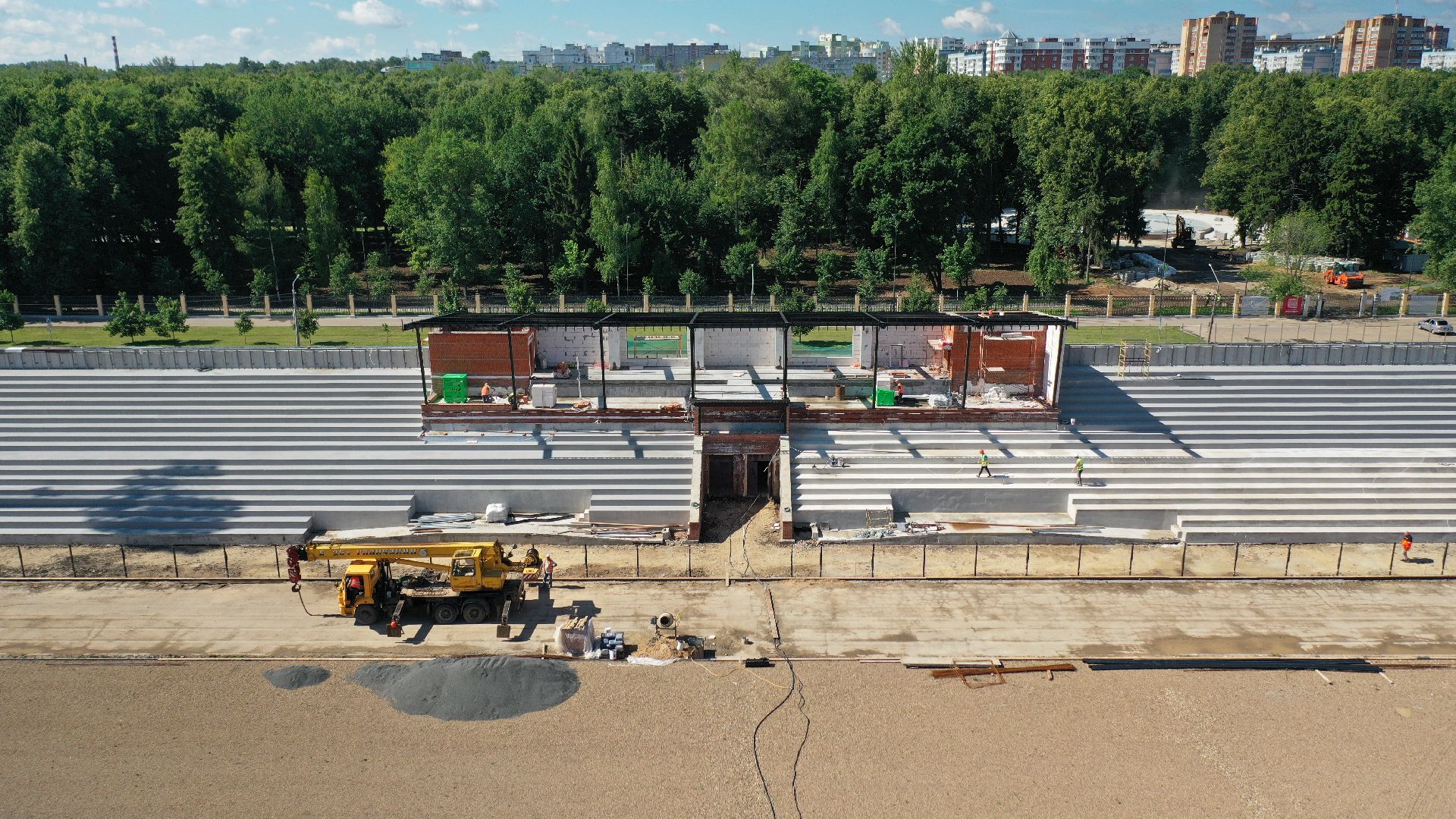 видео с коптера, реконструкция, стадион, коломна,