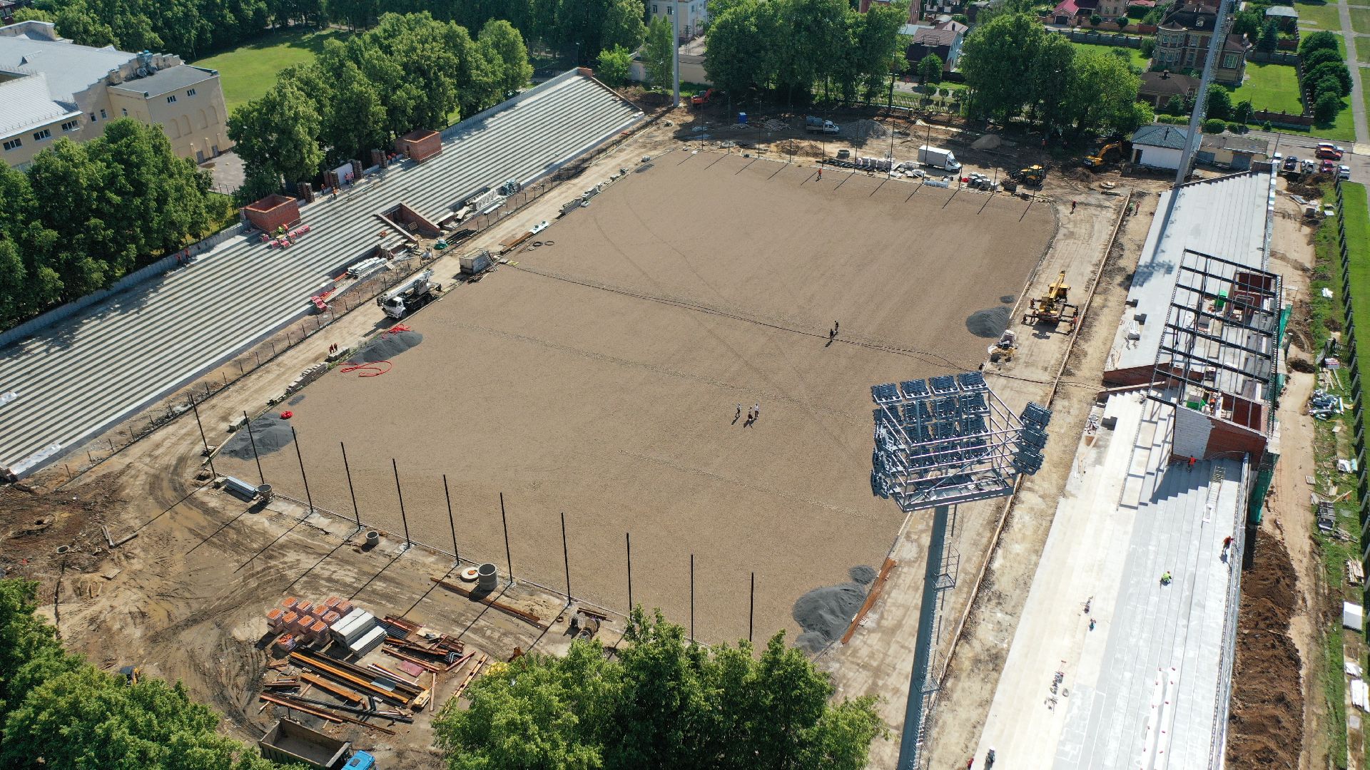 видео с коптера, реконструкция, стадион, коломна,