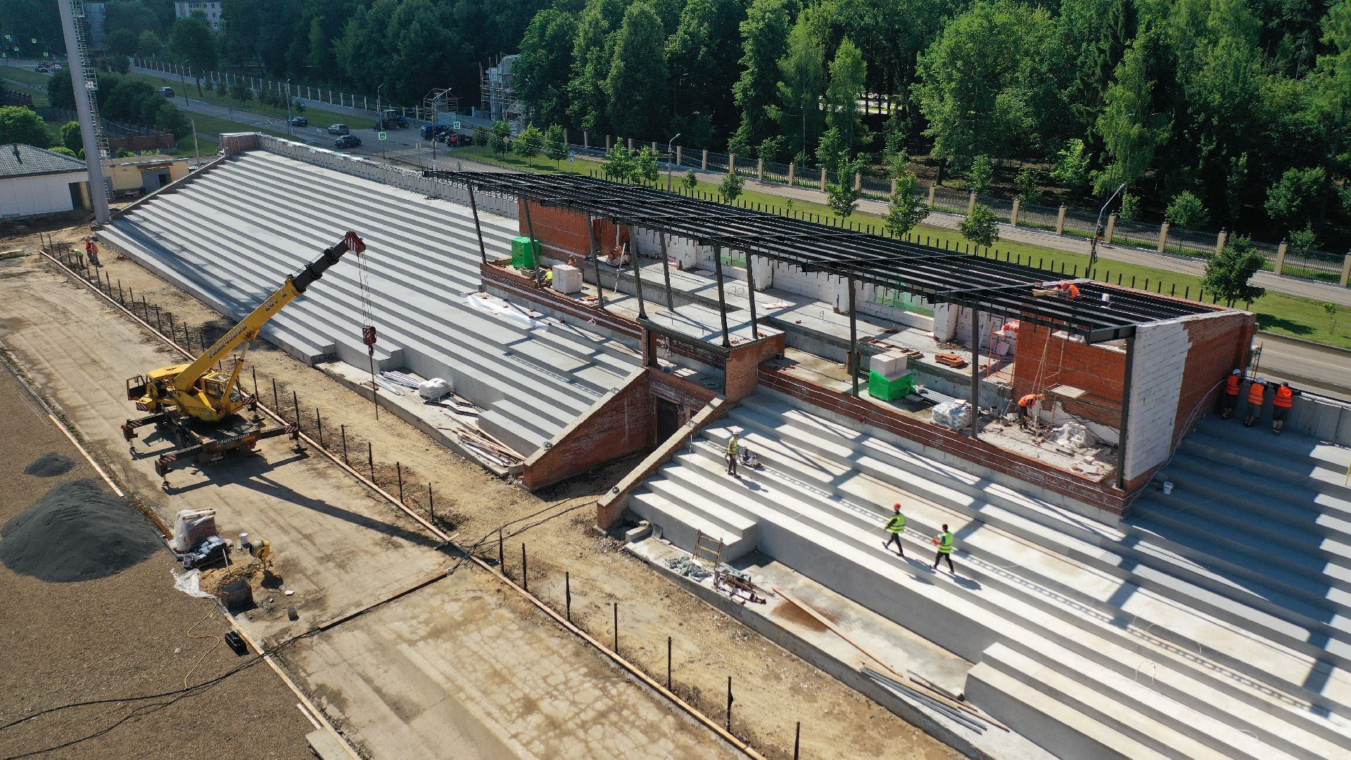 видео с коптера, реконструкция, стадион, коломна,