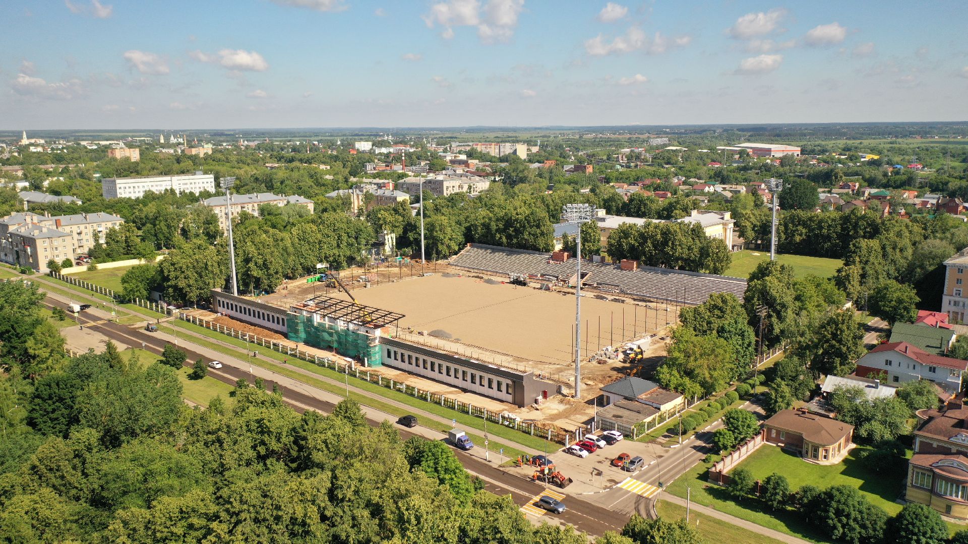 видео с коптера, реконструкция, стадион, коломна,