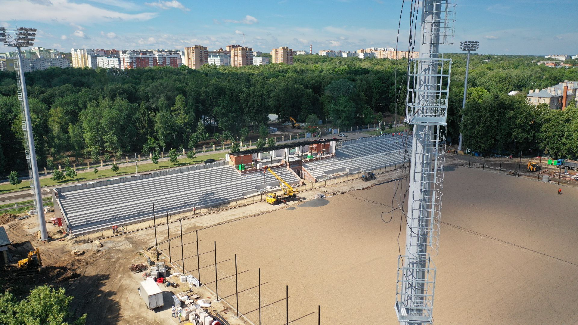 видео с коптера, реконструкция, стадион, коломна,