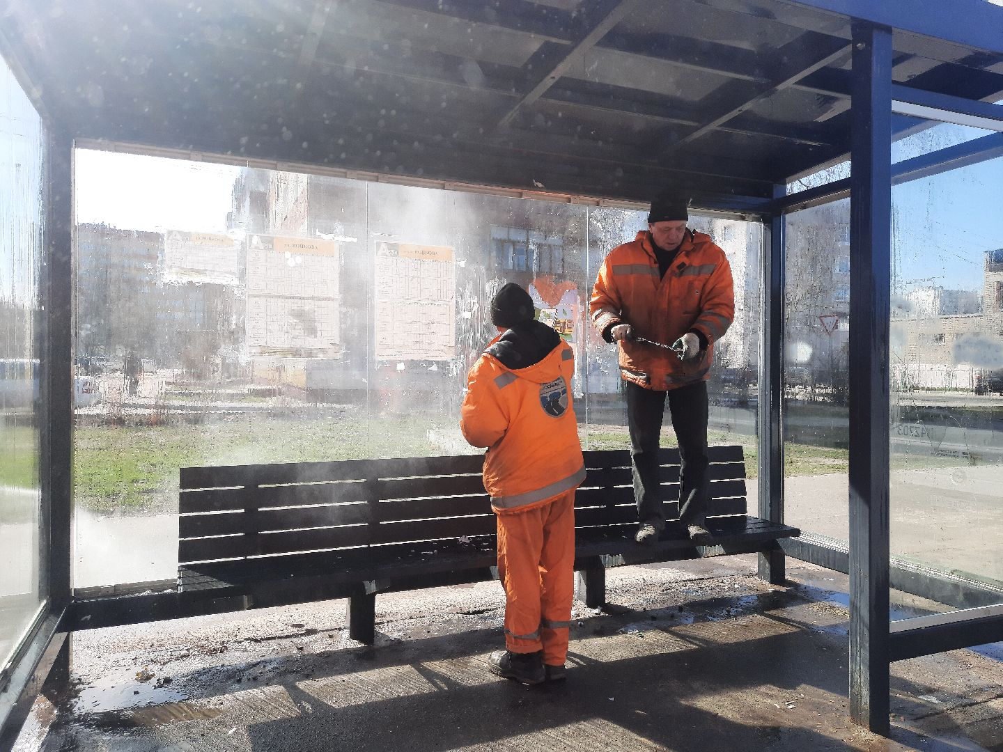 Шатура, перемены, мытьё остановок