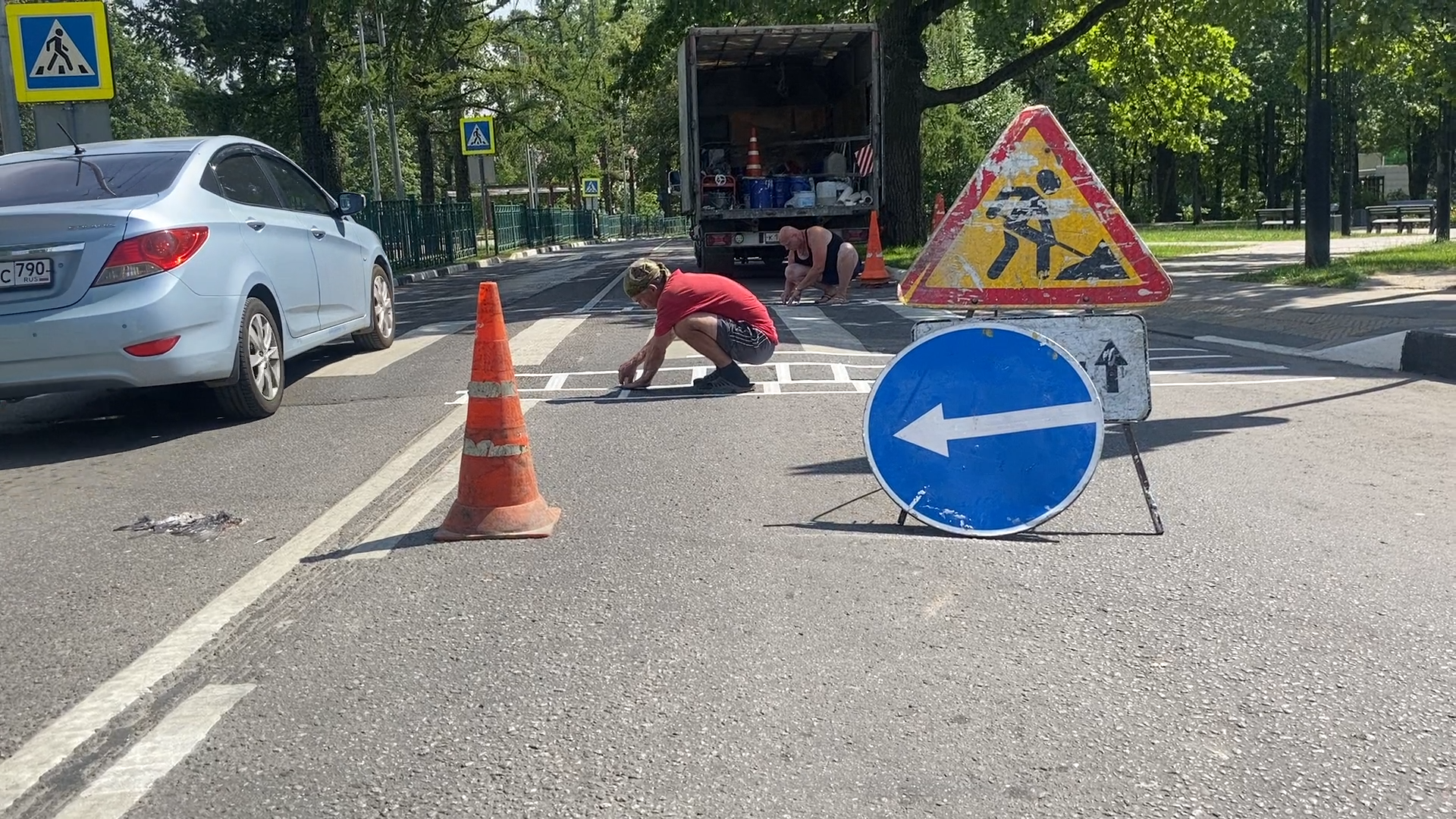 ИДН на дорогах, лежачий полицейский,дороги на Власихе, Нанесение разметки на дорогу, разметка дороги,