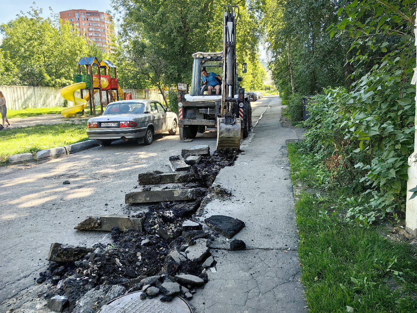 благоустройство, тротуар, бордюр, парковка, щёлково,