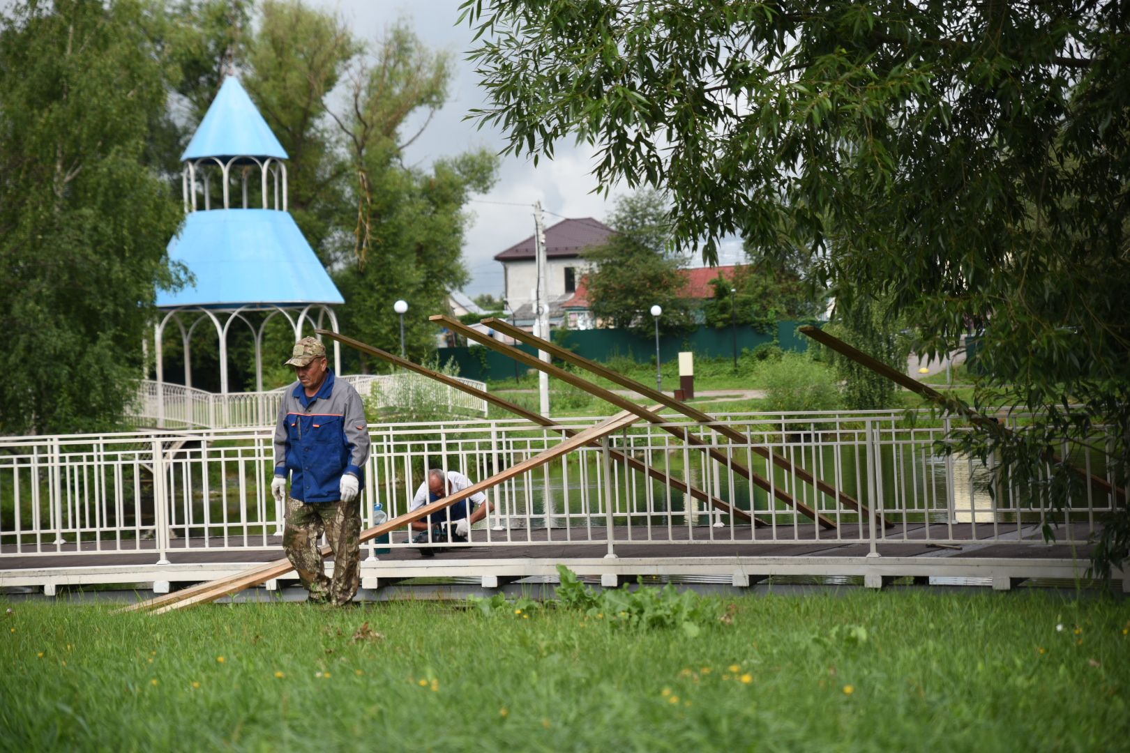 Бронницы, Благоустройство, Ремонт моста, Ремонт моста на Кожурновском пруду,