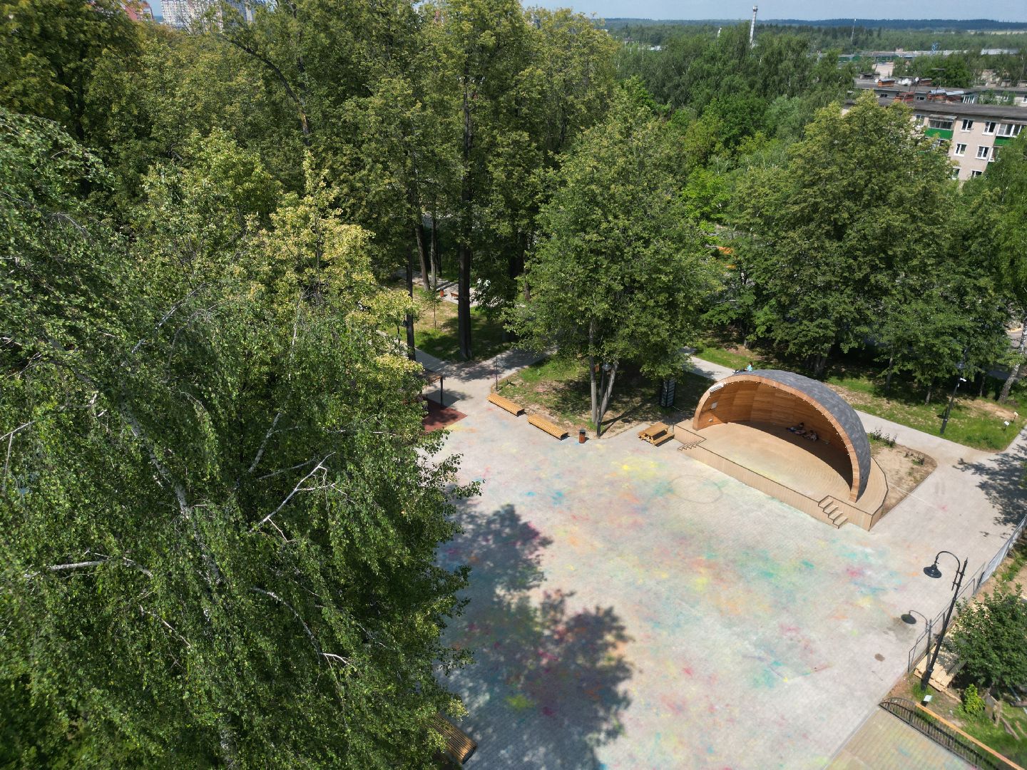 видео с коптера, лобня, парк, благоустройство,