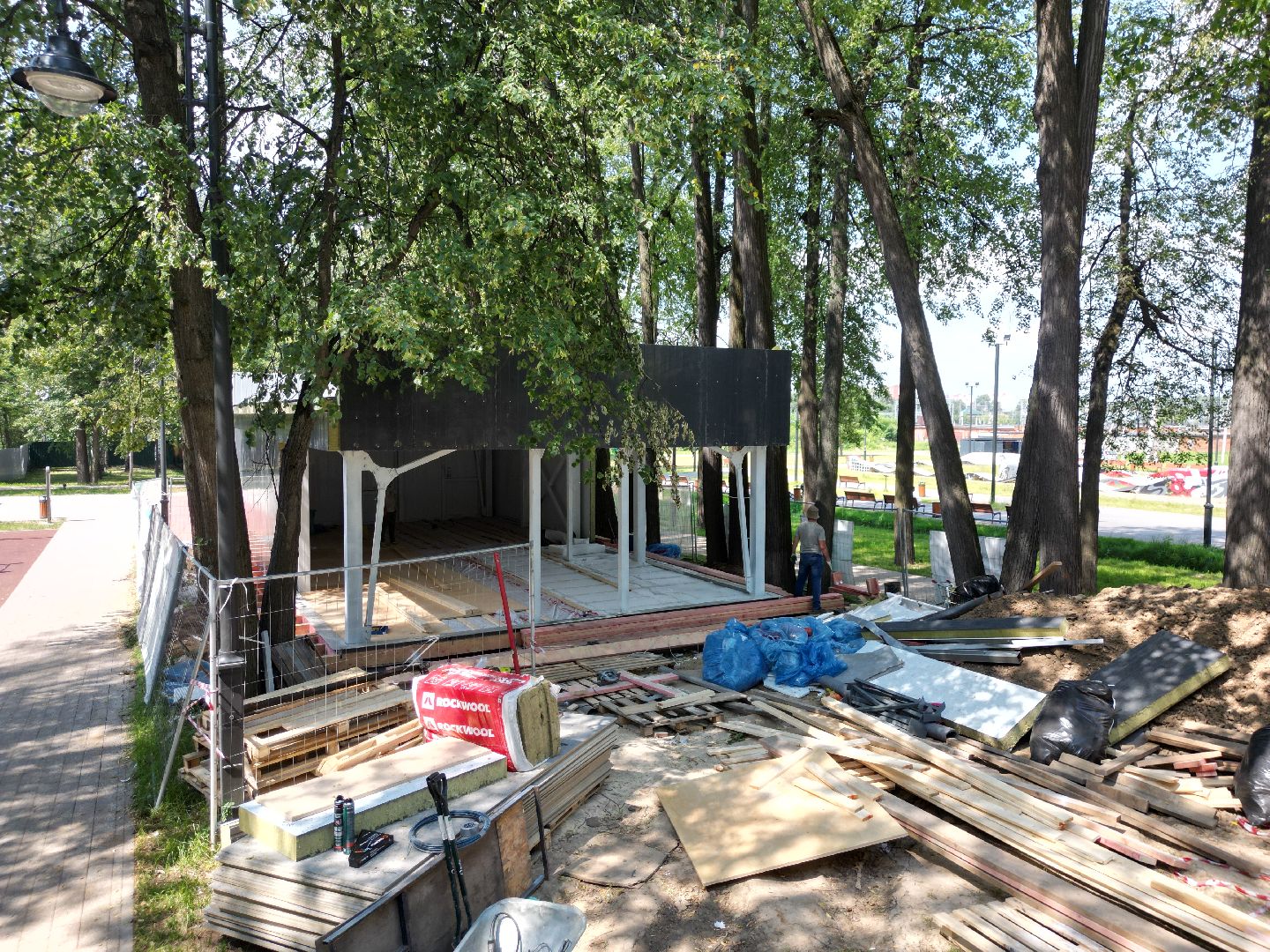 видео с коптера, лобня, парк, благоустройство,