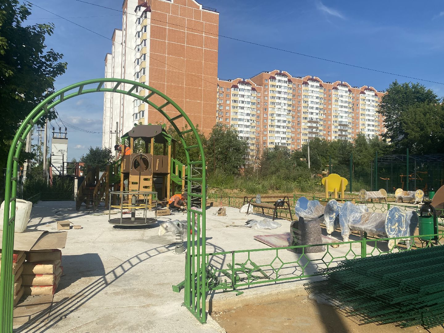 Строительство, Подмосковье, Домодедово, детская площадка, Монтаж, Игровые элементы, новая детская площадка,