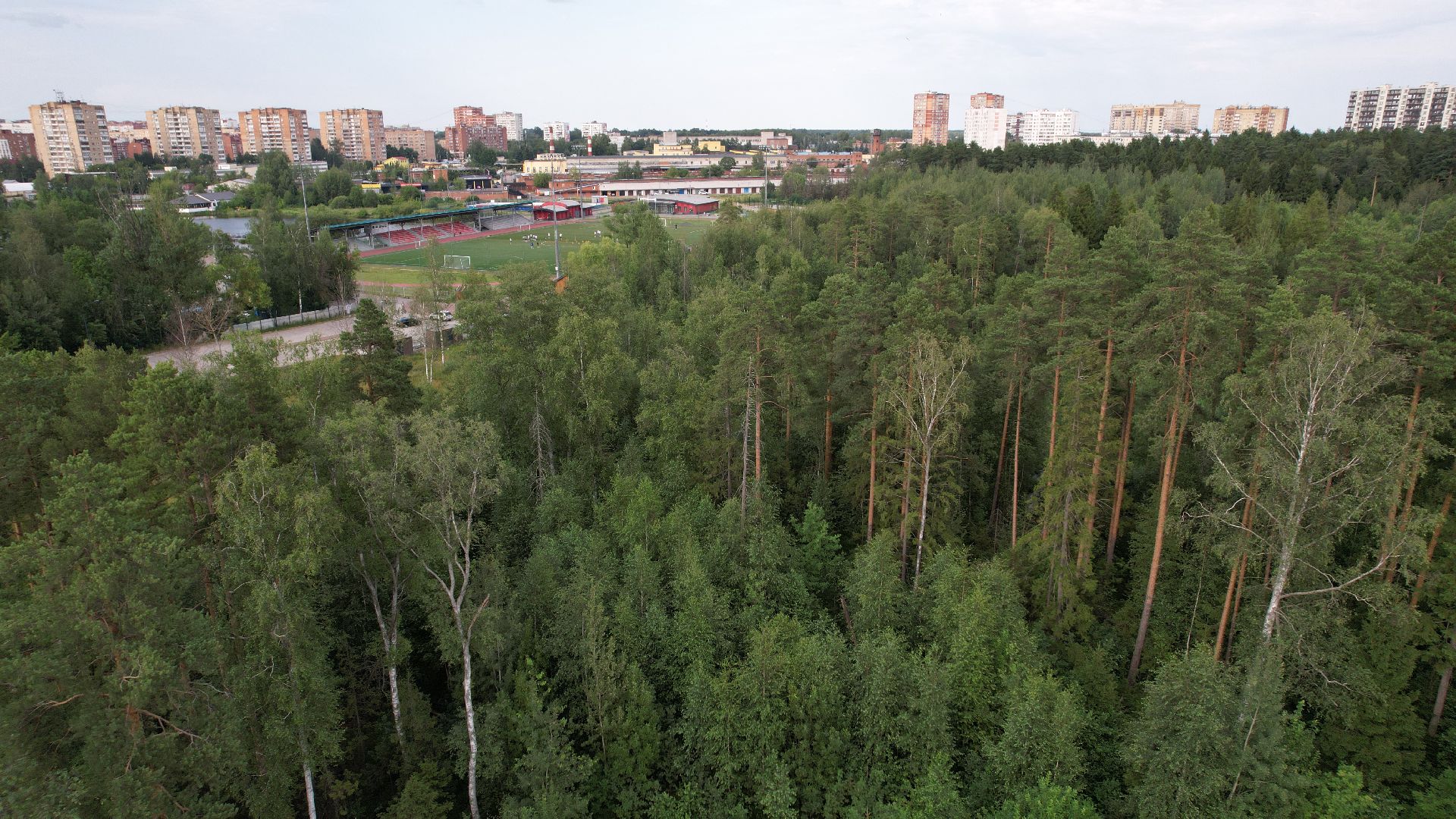 видео с коптера, парк, лобня,