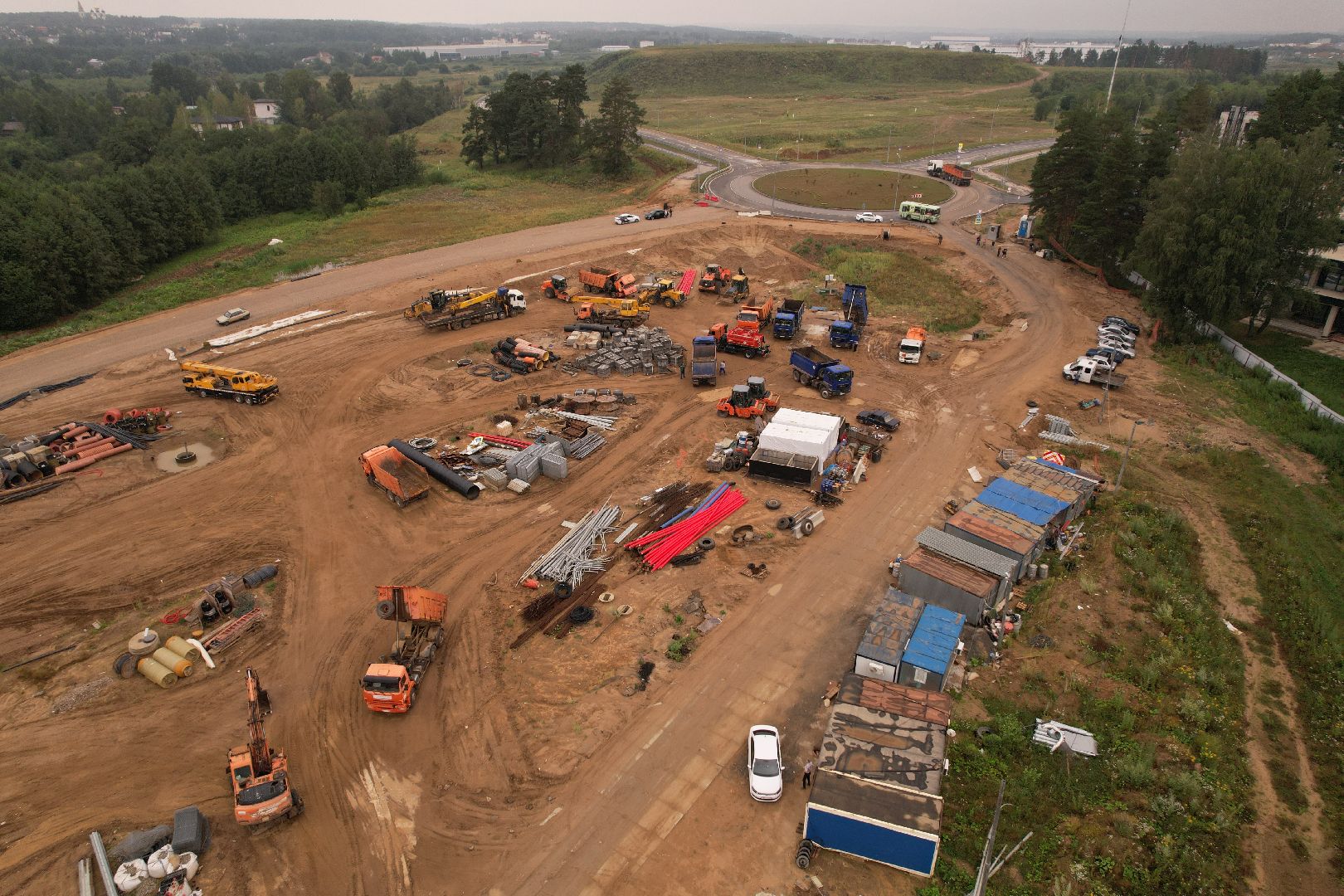 видео с коптера, дорога, истра, развязка,