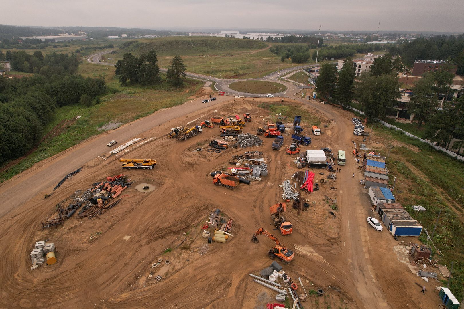 видео с коптера, дорога, истра, развязка,