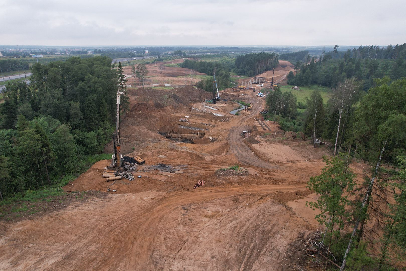 видео с коптера, дорога, истра, развязка,