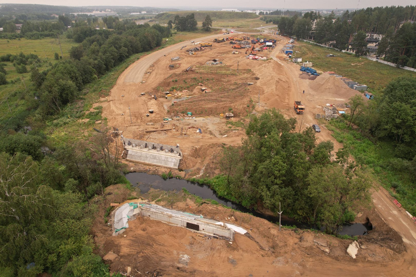 видео с коптера, дорога, истра, развязка,