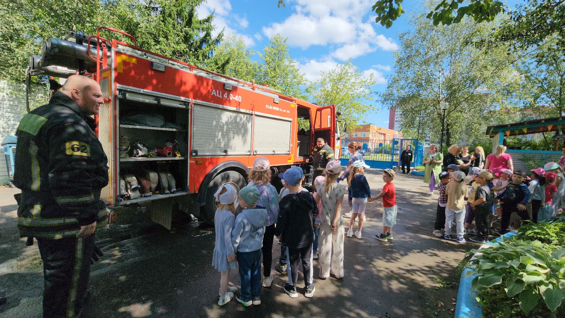Детский сад, пожарные автомобили, Пожарные, Лобня,