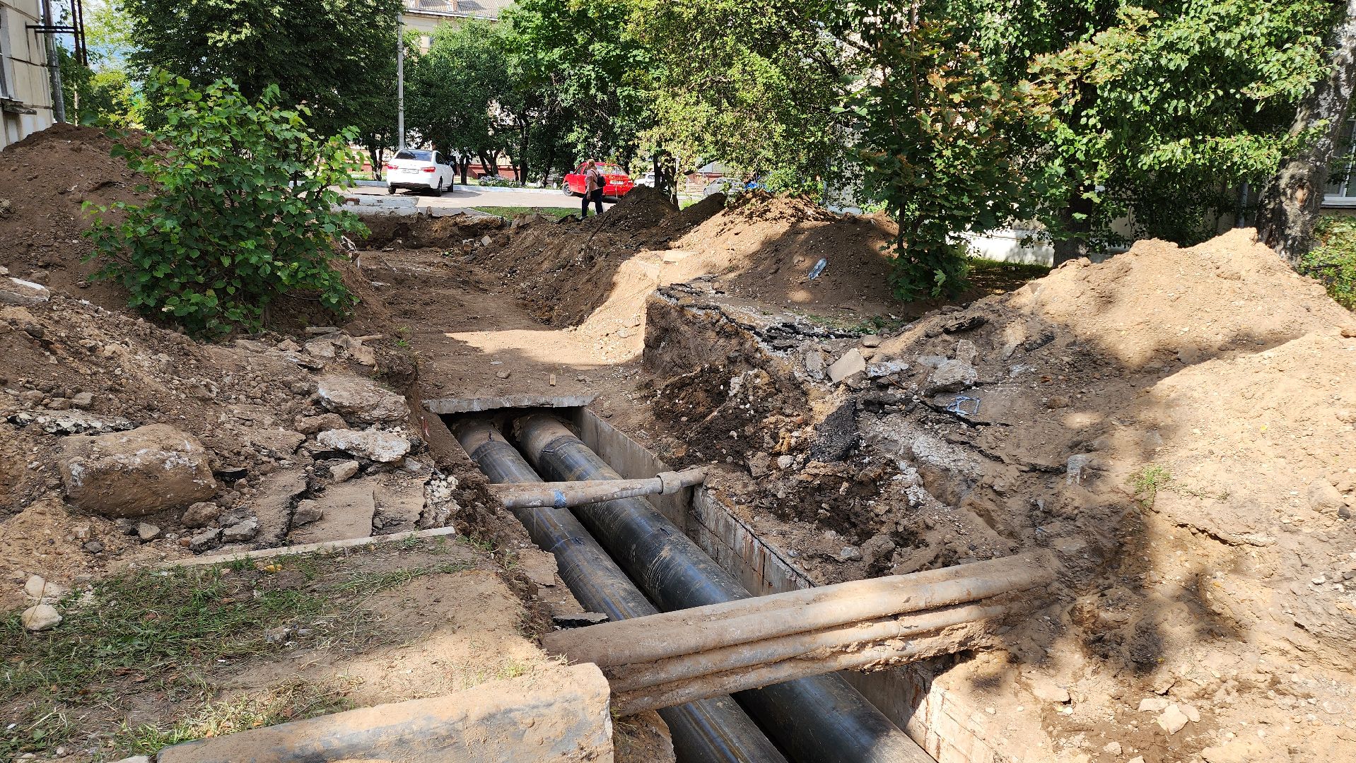 кашира, улица энергетиков, утечка, трубопровод, ГВС, аварийные работы, муп теплосеть,