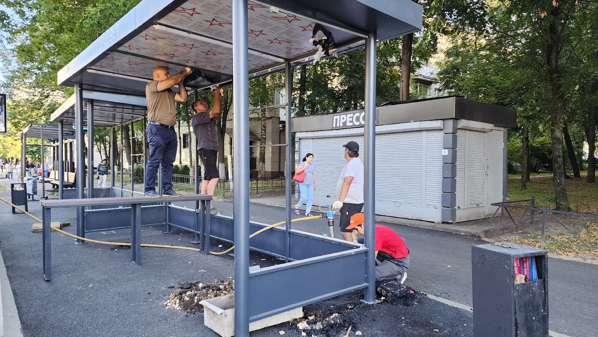 пушкино, остановочные павильоны, благоустройство, дорога, общественный транспорт,