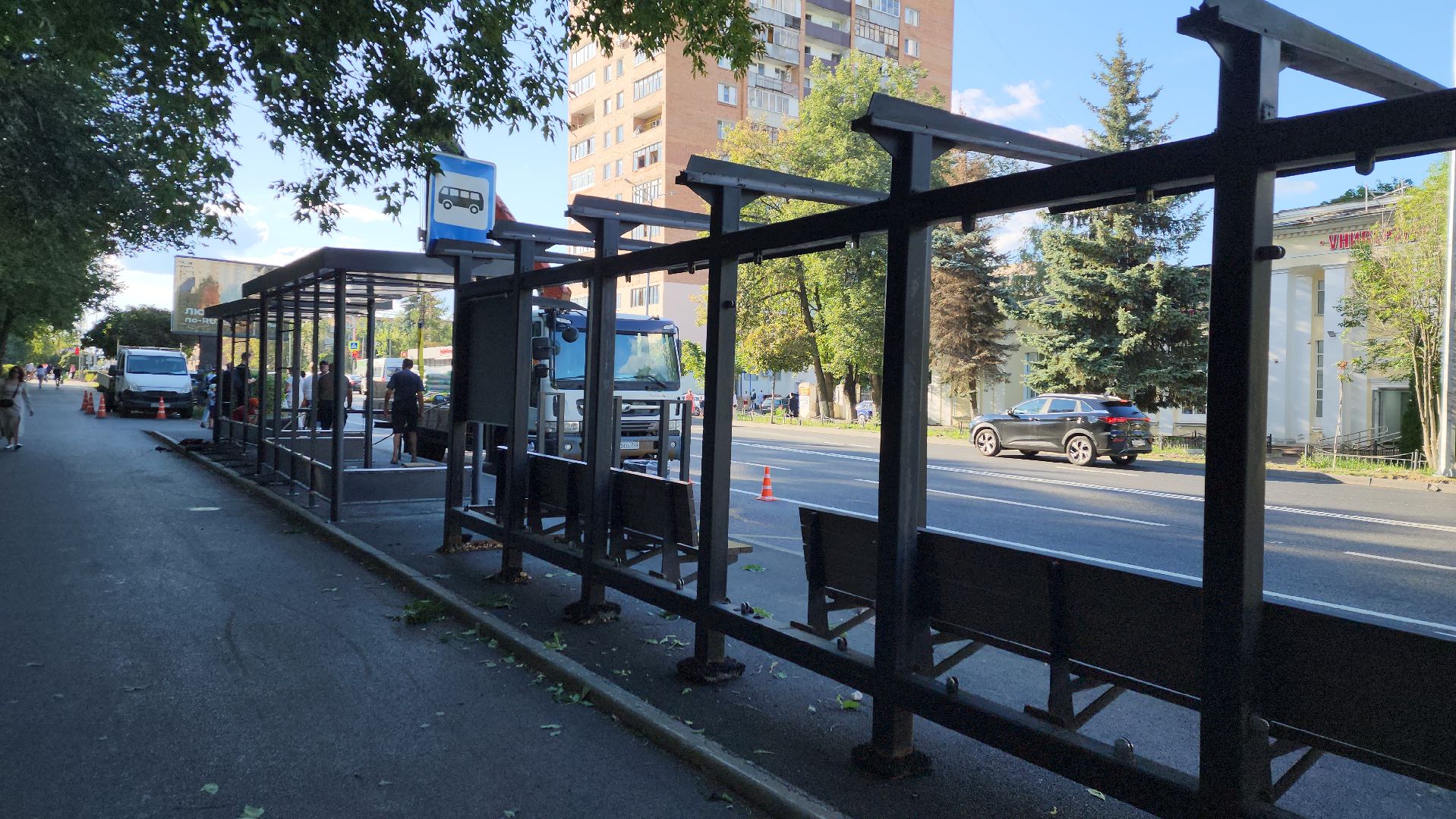 пушкино, остановочные павильоны, благоустройство, дорога, общественный транспорт,