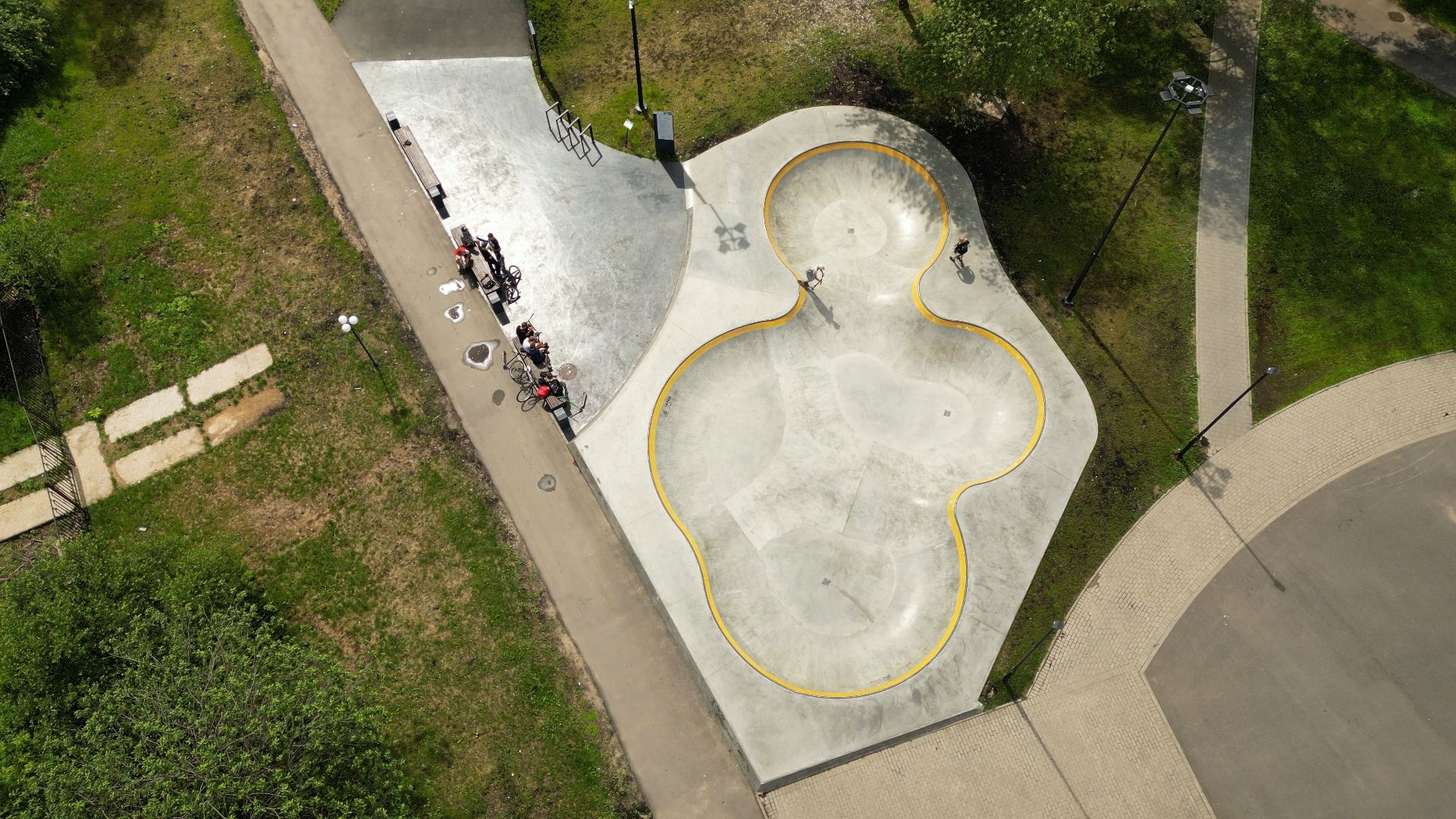 видео с коптера, парк, спорт,