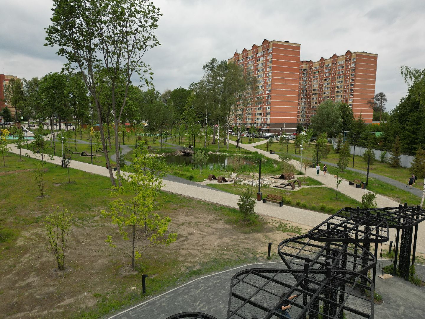 видео с коптера, парк, дубрава,