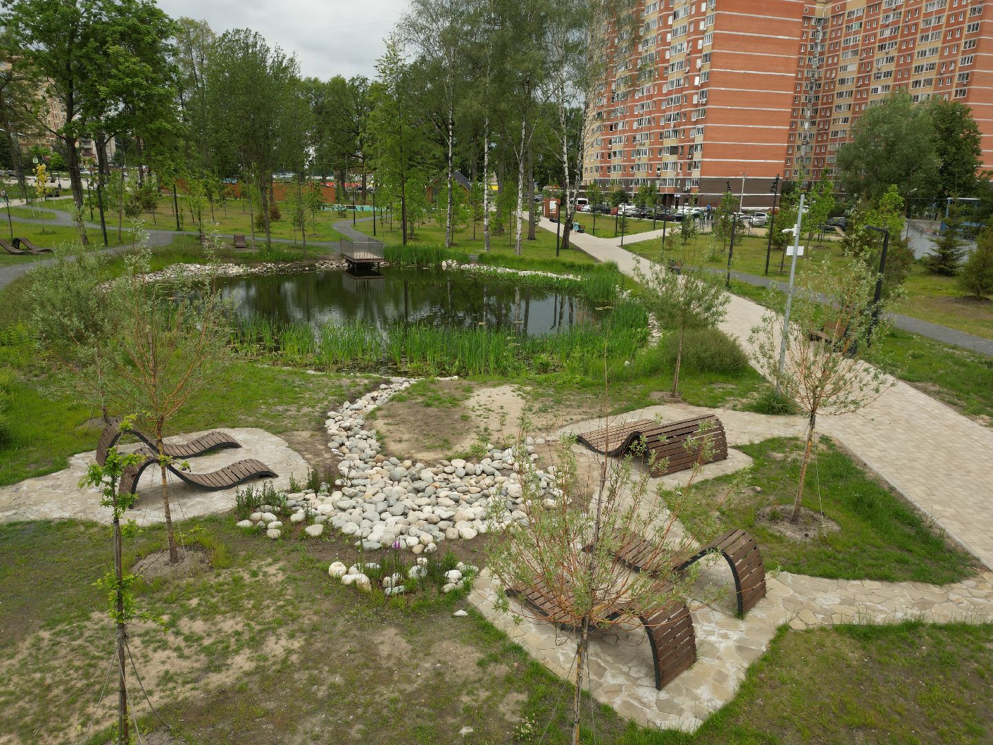 видео с коптера, парк, дубрава,