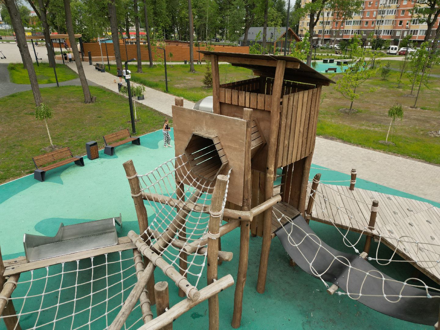 видео с коптера, парк, дубрава,