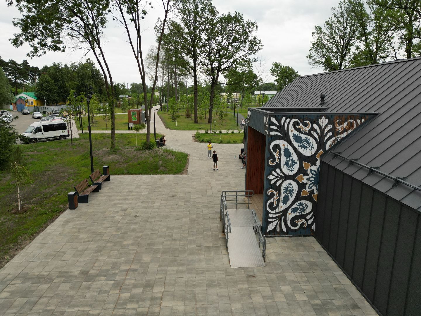 видео с коптера, парк, дубрава,