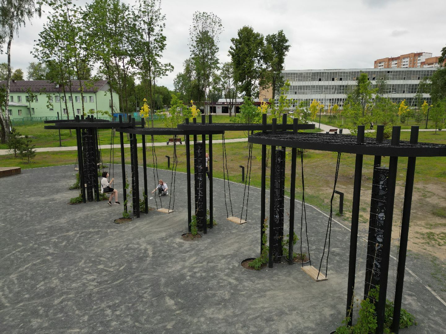 видео с коптера, парк, дубрава,