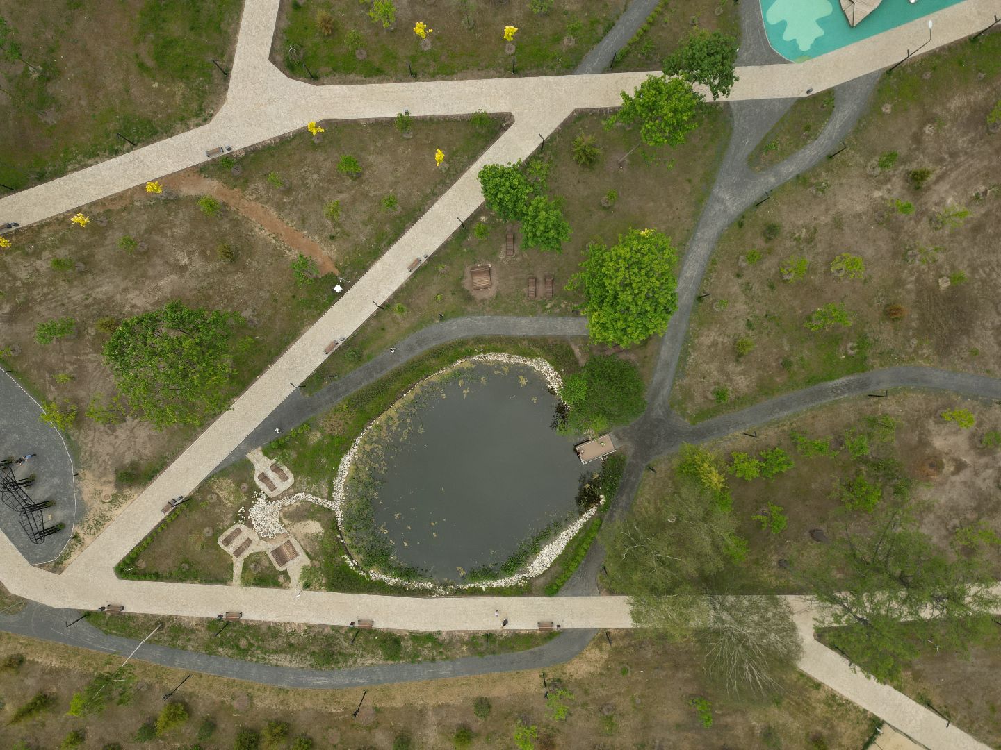 видео с коптера, парк, дубрава,