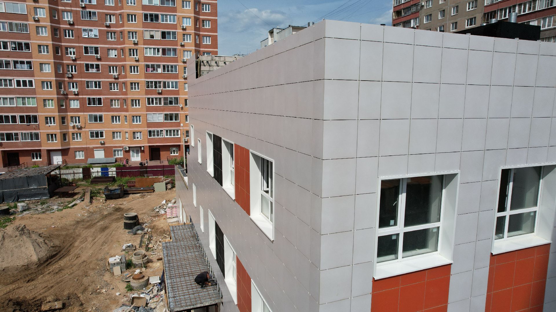 видео с коптера, лобня, детский сад,