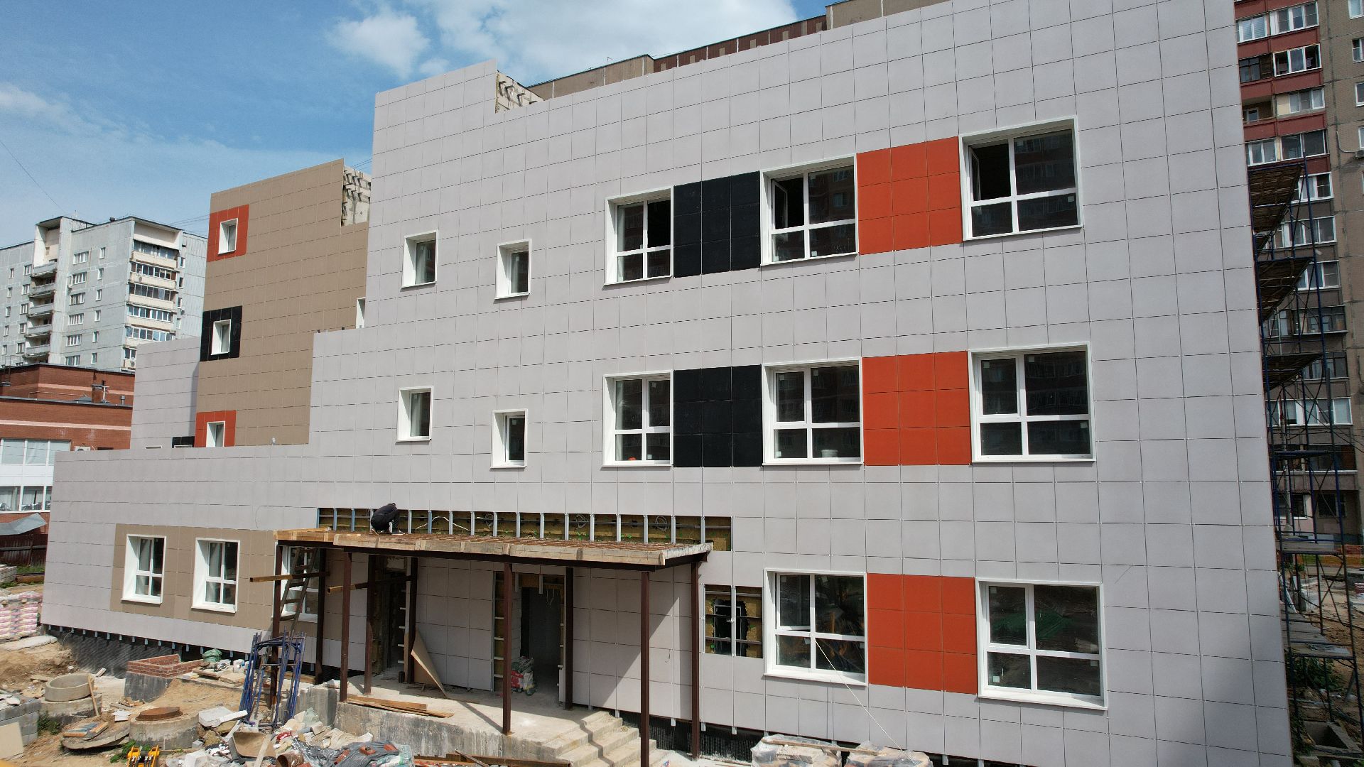 видео с коптера, лобня, детский сад,