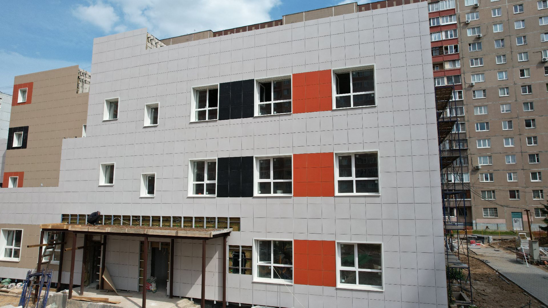 видео с коптера, лобня, детский сад,