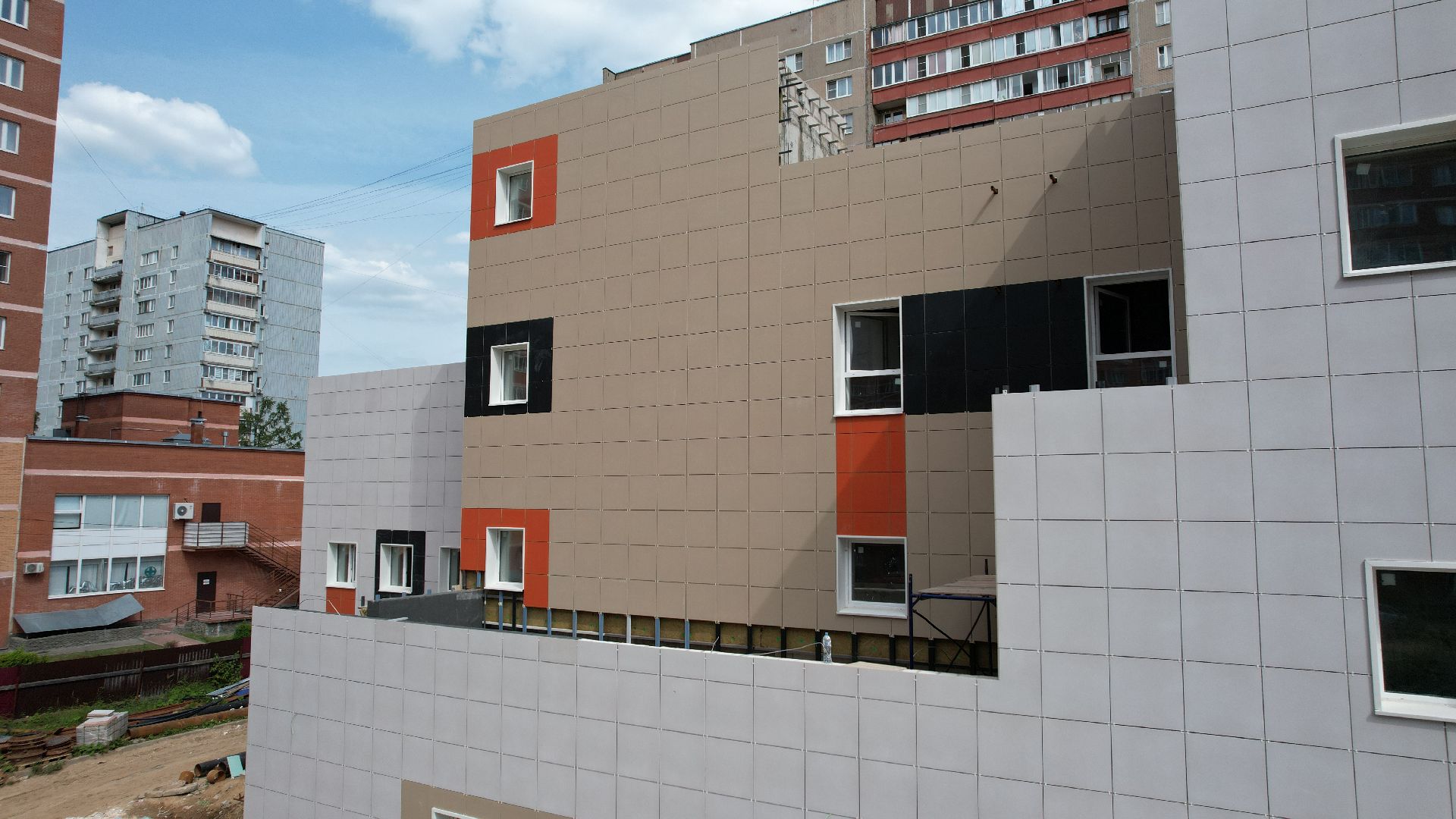 видео с коптера, лобня, детский сад,