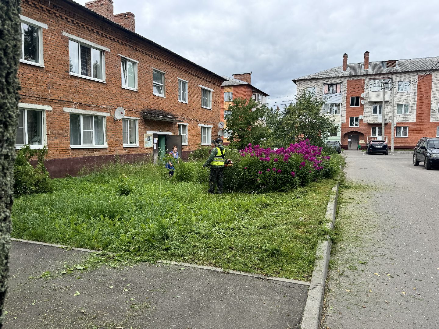 шаховская, покос травы, окашивание, коммунальная служба,