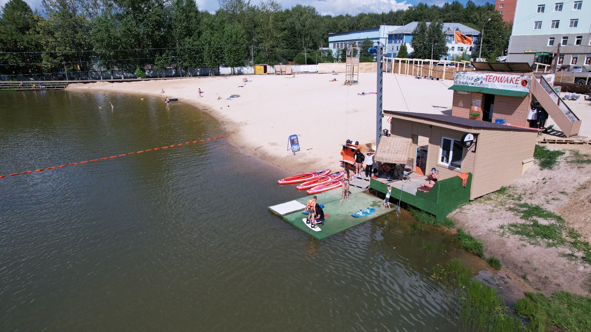 видео с коптера, пруд, пляж, дмитров,