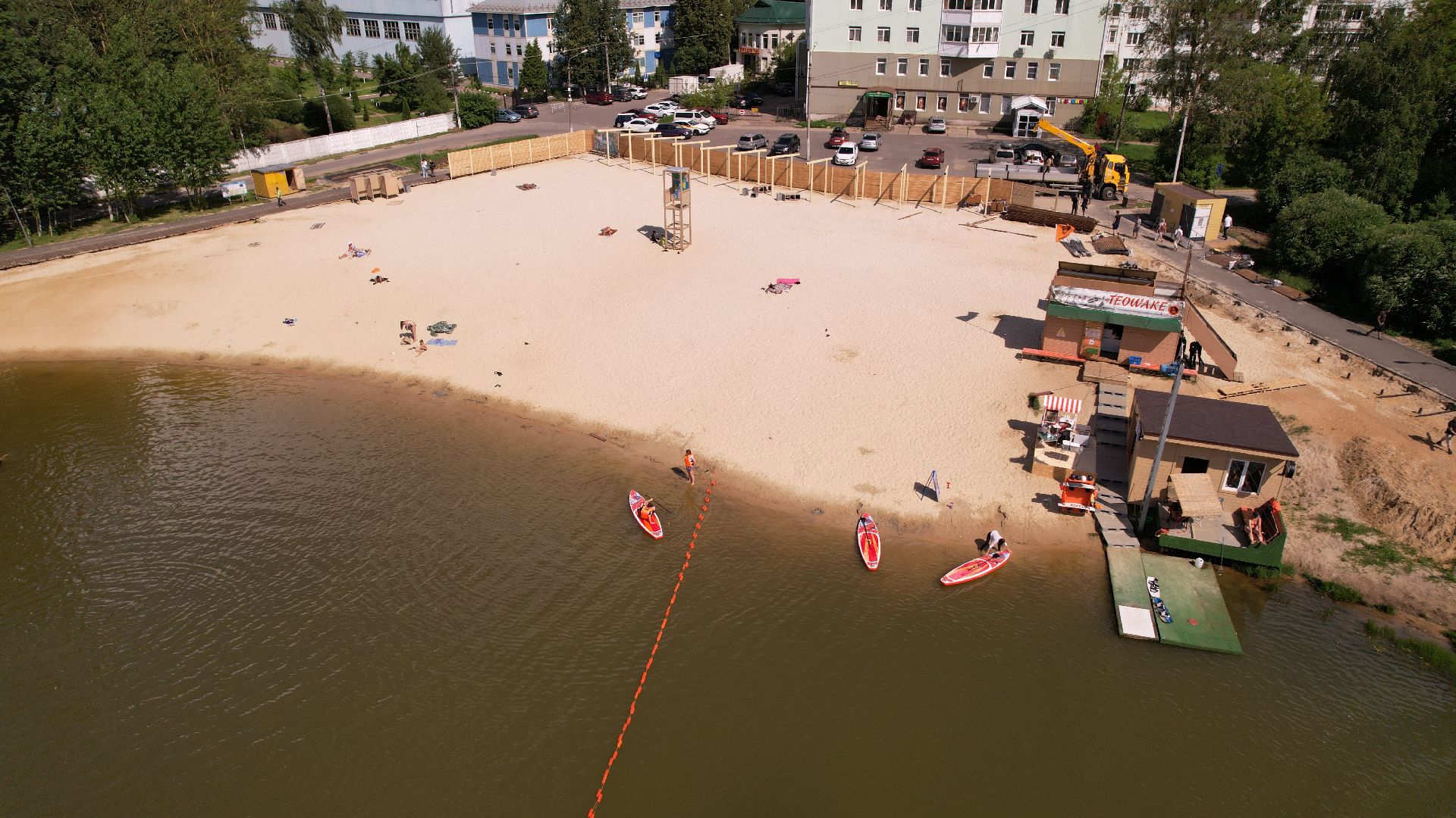 видео с коптера, пруд, пляж, дмитров,