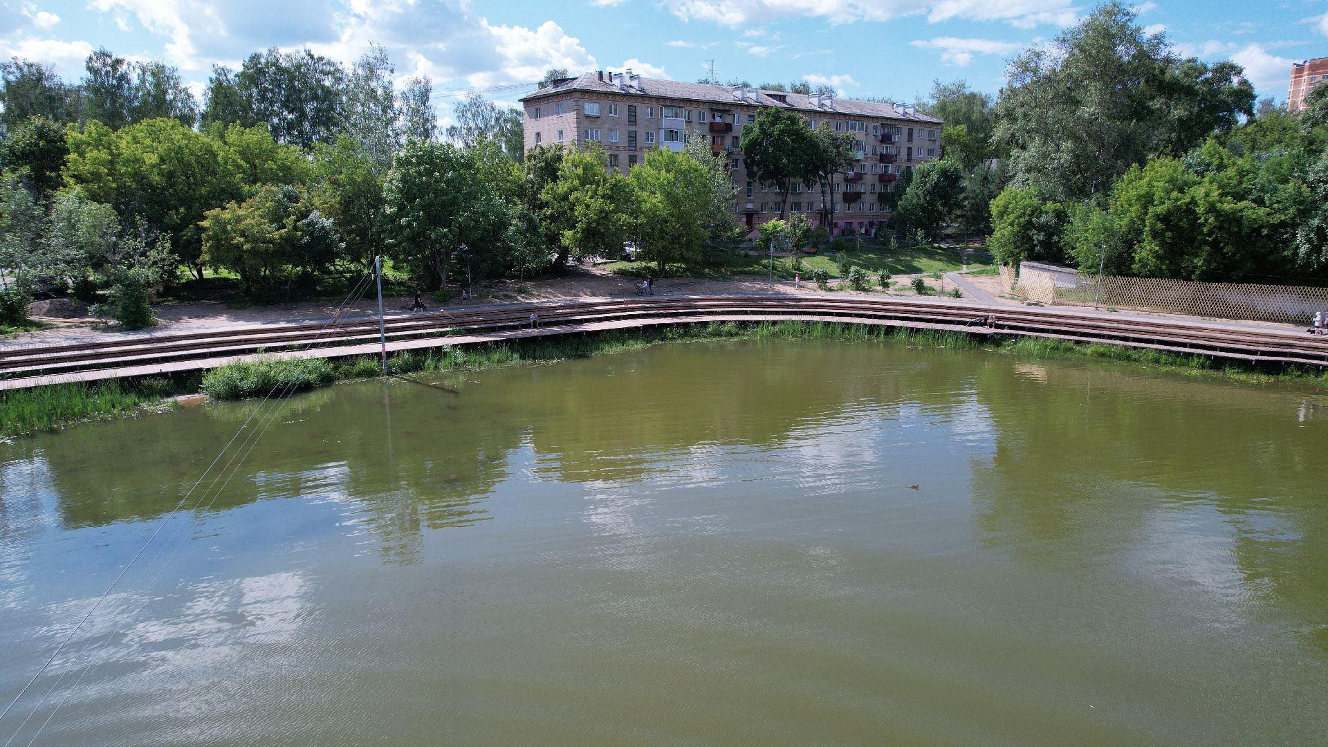 видео с коптера, пруд, пляж, дмитров,