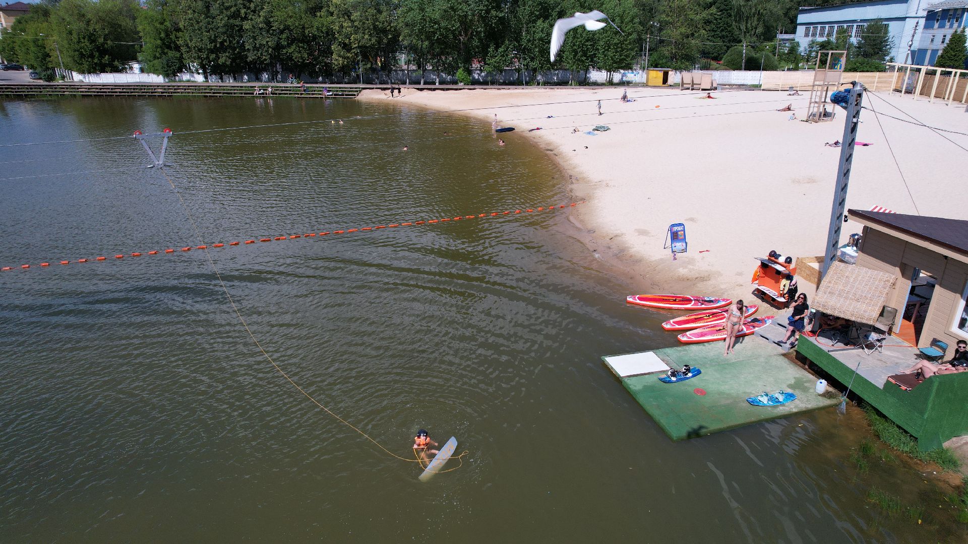 видео с коптера, пруд, пляж, дмитров,