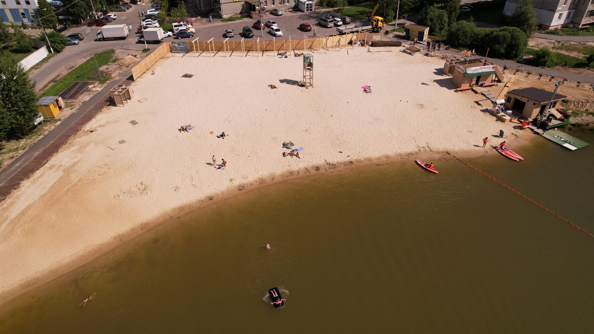 видео с коптера, пруд, пляж, дмитров,