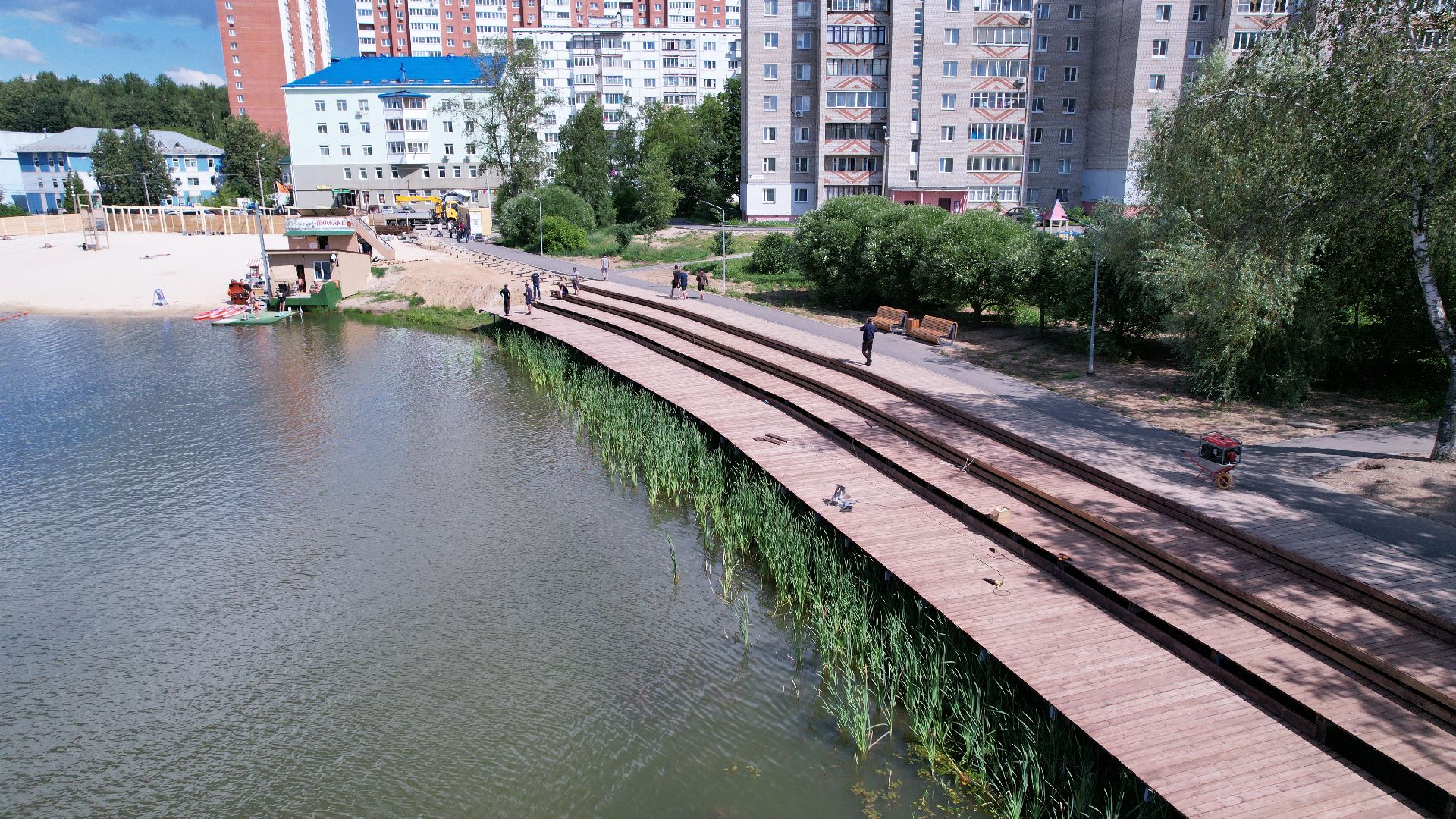 видео с коптера, пруд, пляж, дмитров,