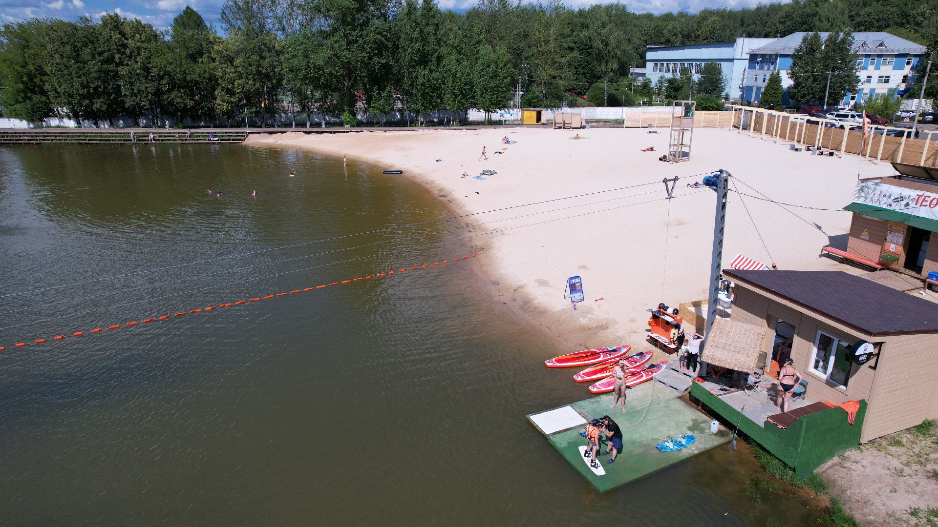 видео с коптера, пруд, пляж, дмитров,