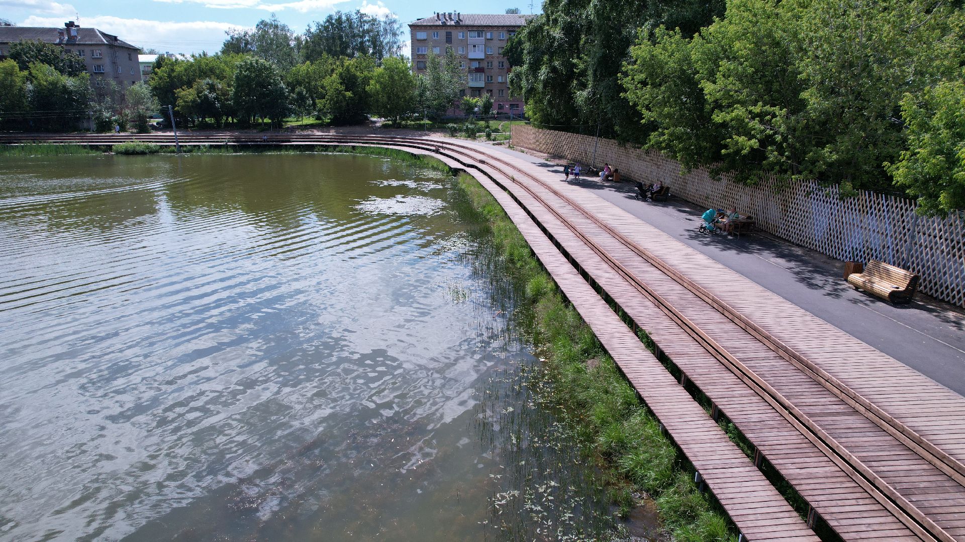видео с коптера, пруд, пляж, дмитров,