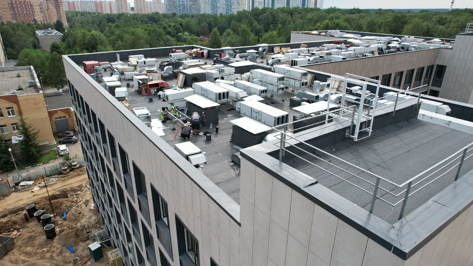 видео с коптера, строительство, медицина, поликлиника,