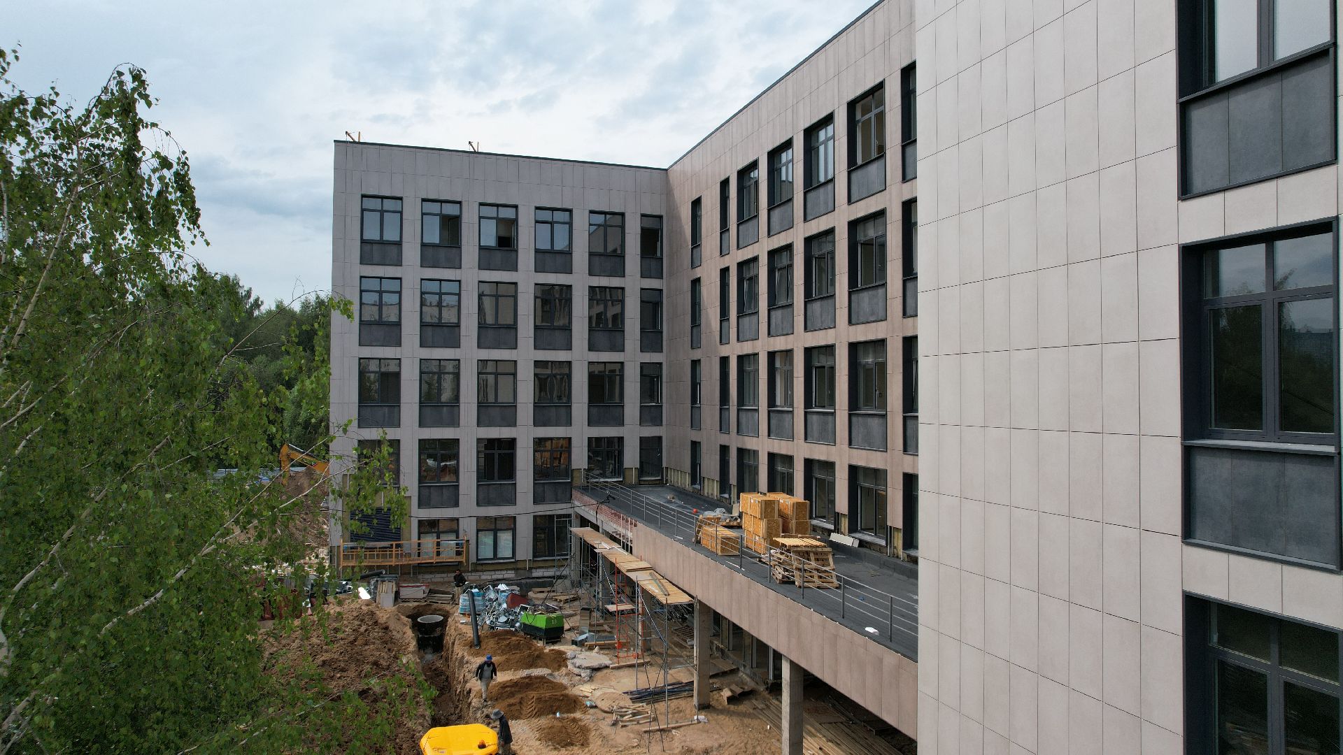 видео с коптера, строительство, медицина, поликлиника,