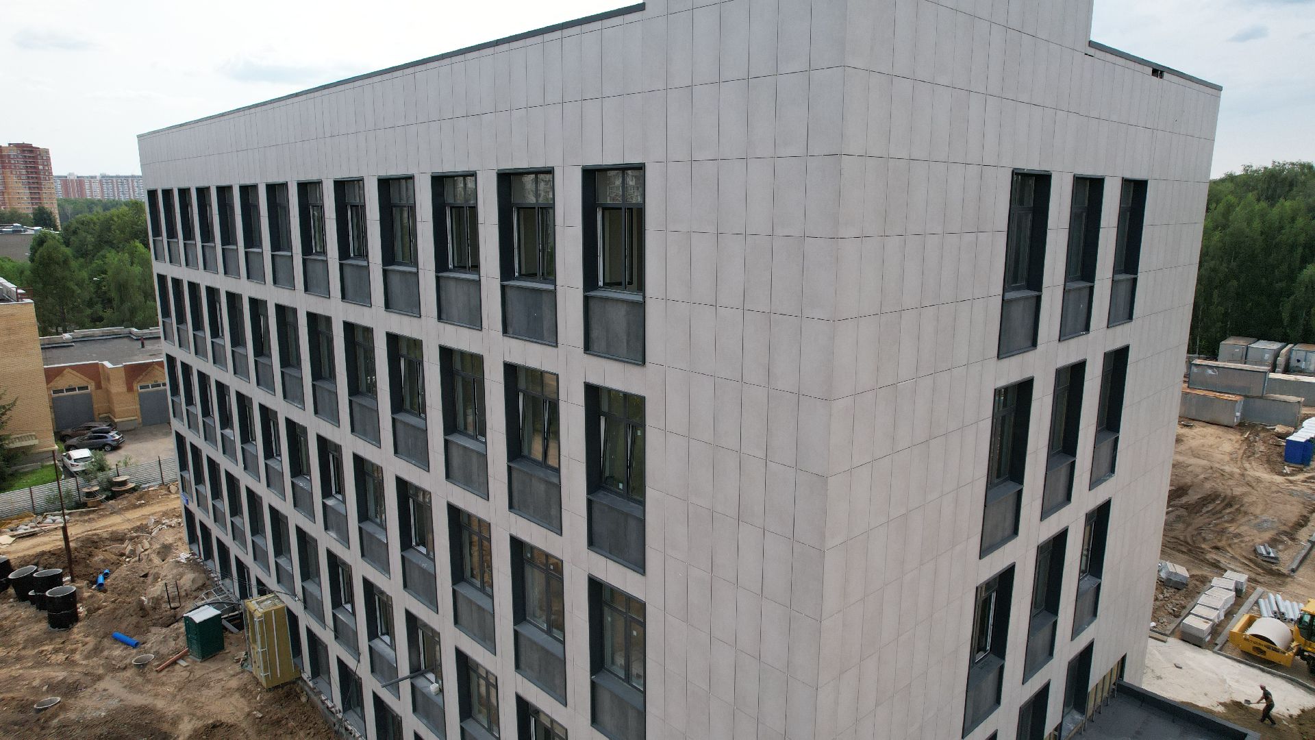 видео с коптера, строительство, медицина, поликлиника,