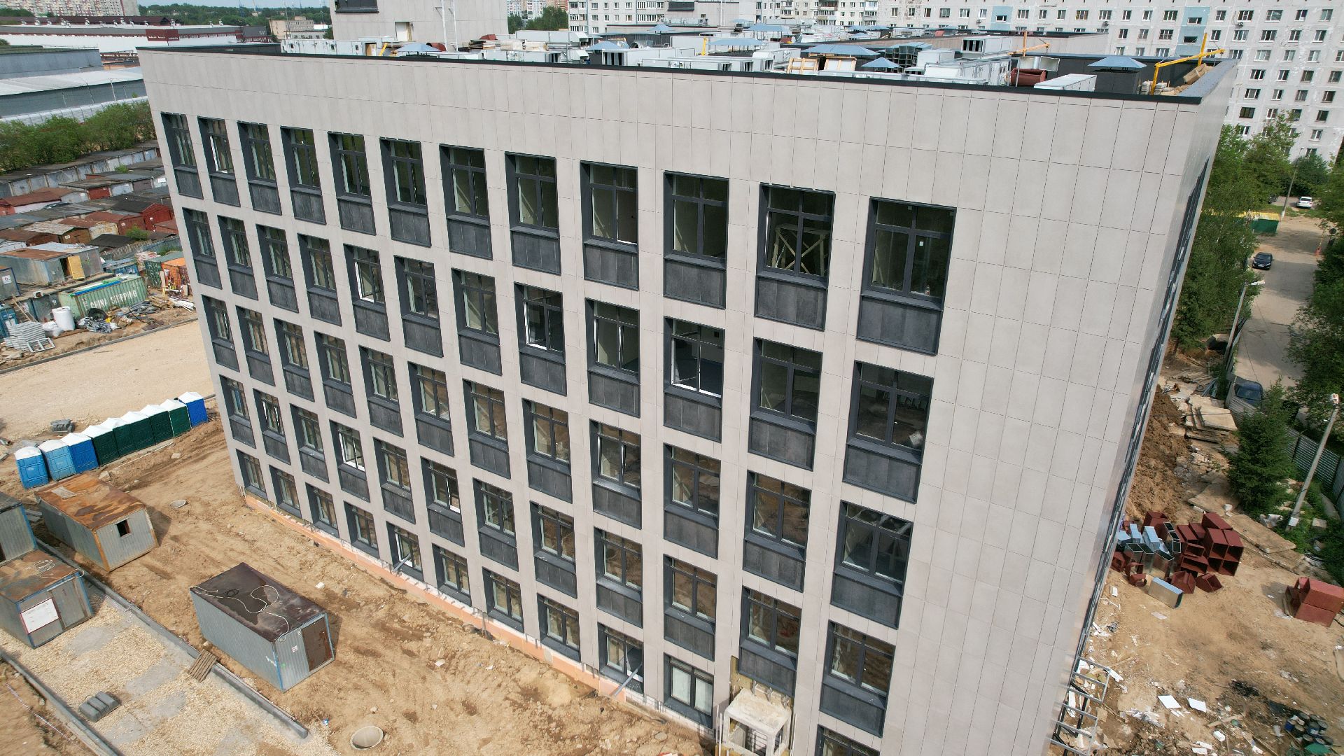 видео с коптера, строительство, медицина, поликлиника,